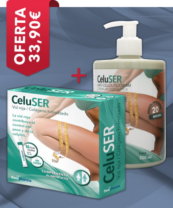 Denipharma Pack Celuser – Programa Corporal Reafirmante (16 Sticks + Crema 500 ml)