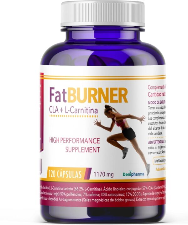 FATBURNER | L-Carnitina Quemagrasas con CLA y L-Carnitina - 120 Cápsulas - Apoyo al Metabolismo y Energía