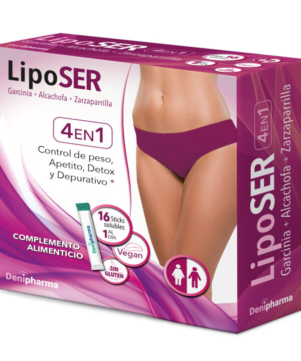 Liposer - 16 sticks - Elimina la grasa acumulada en Abdomen, Caderas. Piernas, Espalda y Brazos - Adelgazante 4 en 1